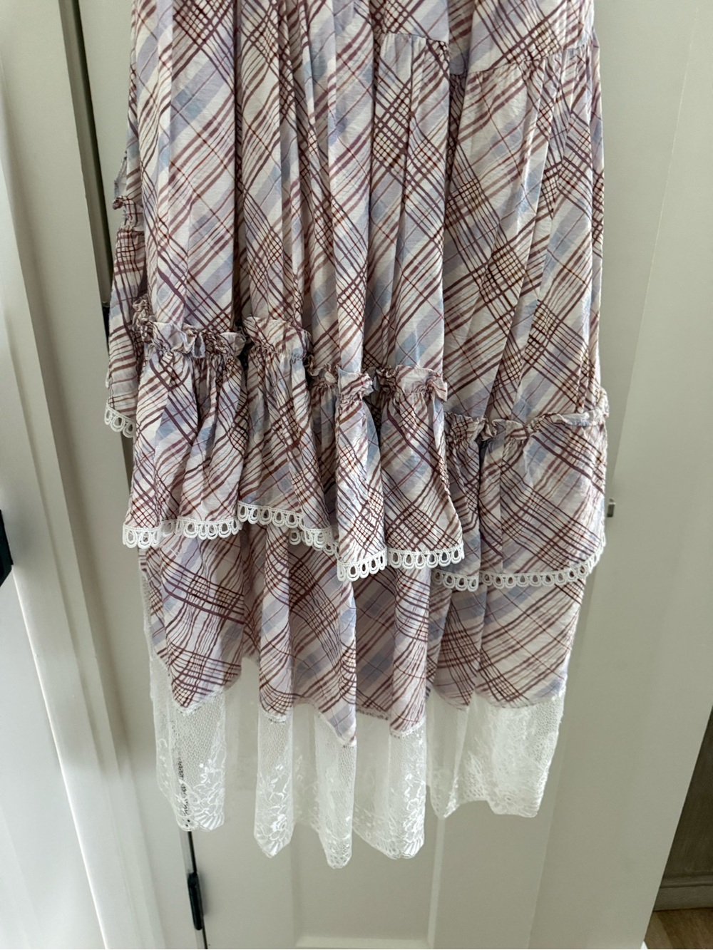 Anthropologie the Bobbi Plaid Ruffled Asymmetric Dress - Picture 7 of 9